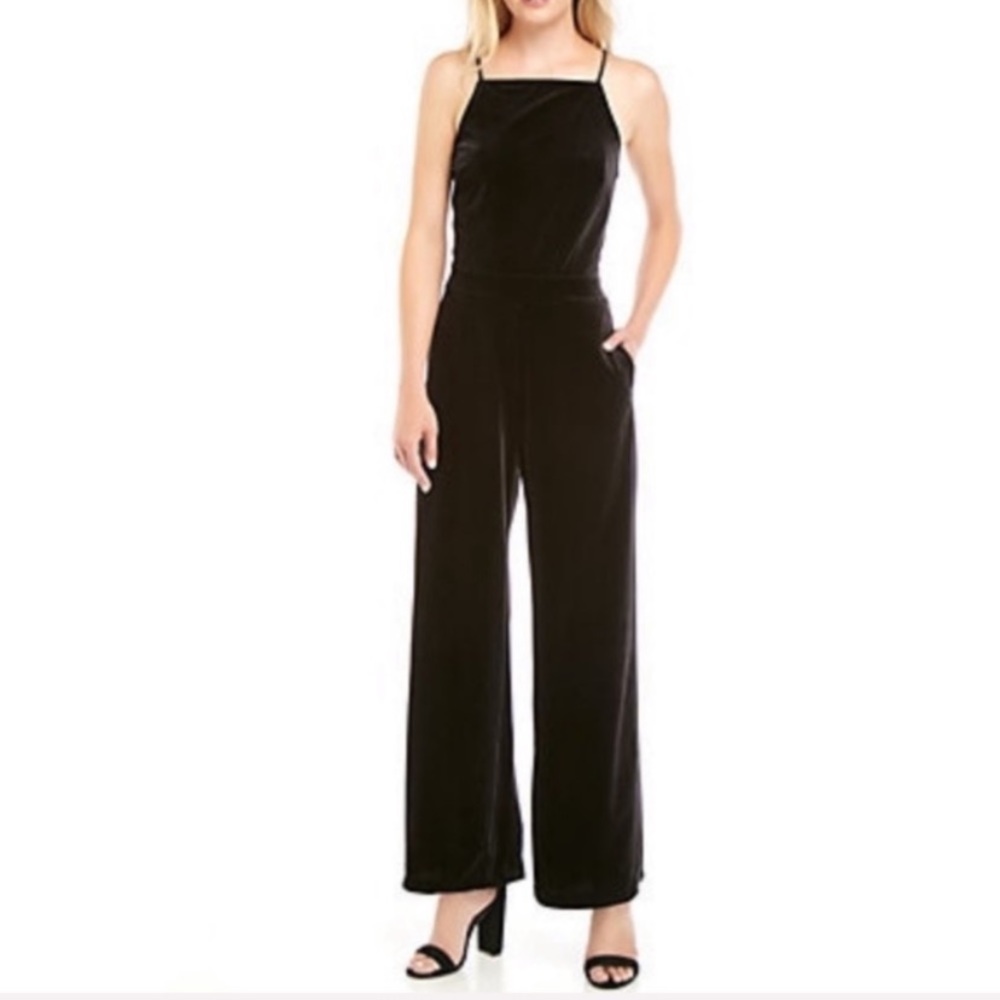 Velvet Black Halter Jumpsuit Size 4,6,8